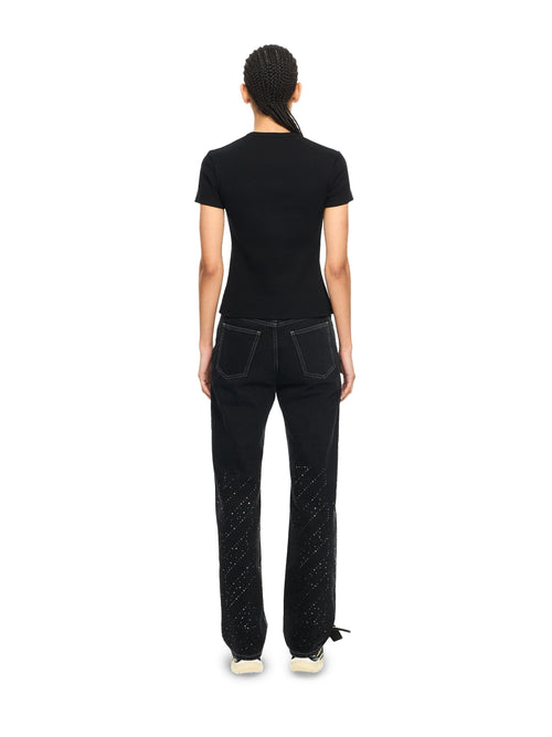 OFF WHITE RIBBED BASIC T-SHIRT BLACK