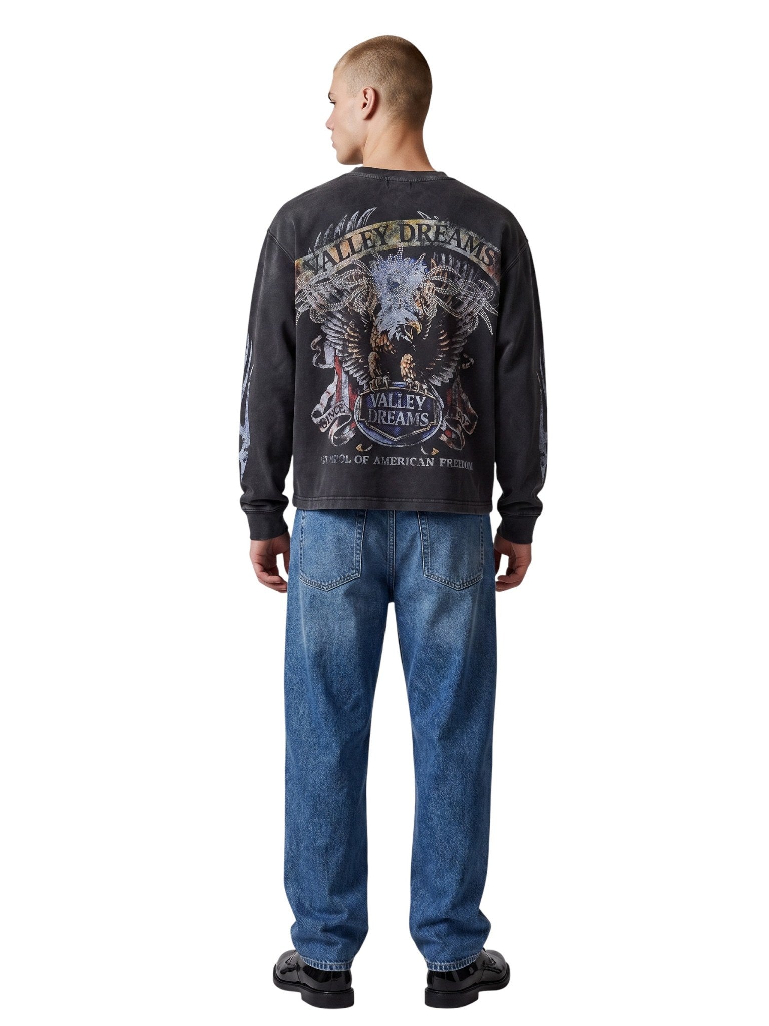 VALLEY BLING LONG SLEEVE T-SHIRT WASHED BLACK