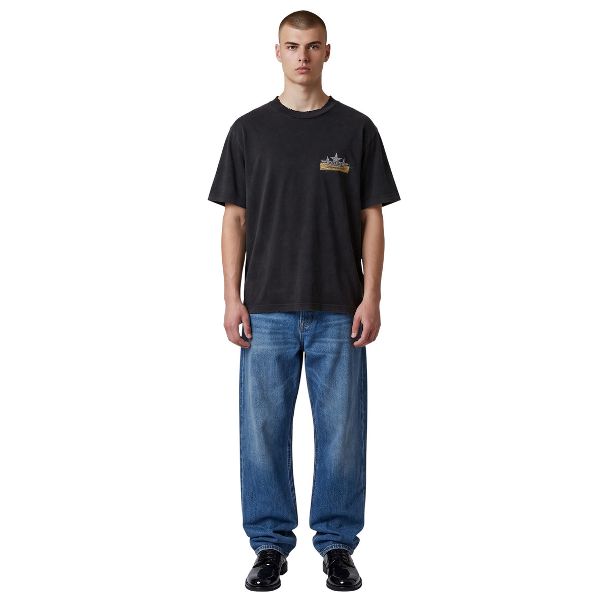 AMIRI VINTAGE HOLLYWOOD CRYSTAL T-SHIRT WASHED BLACK