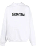 BALENCIAGA PRINT LOGO CAPS WHITE HOODIE
