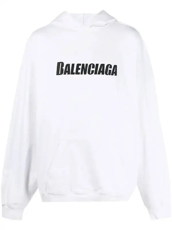 BALENCIAGA PRINT LOGO CAPS WHITE HOODIE