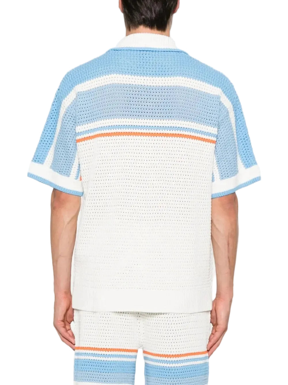 CASABLANCA TENNIS CROCHET SHIRT WHITE BLUE