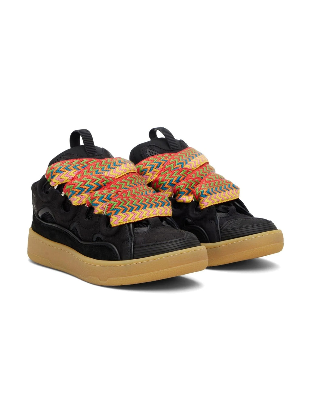LANVIN CURB SNEAKERS BLACK ORANGE GLITTER