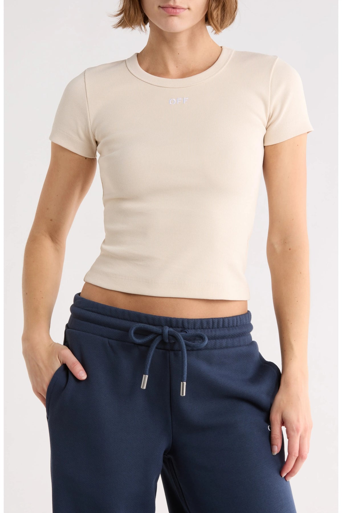 OFF WHITE FITTED OFF T-SHIRT BEIGE