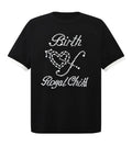 BIRTH OF ROYAL CHILD PEARL PATCHWORK T-SHIRT BLACK