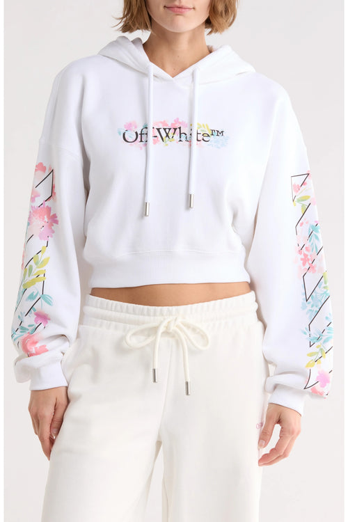 OFF WHITE FLOWER DIAGS HOODIE WHITE