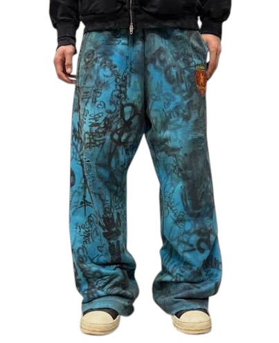 BALENCIAGA GRAFFITI SWEATPANTS BLUE