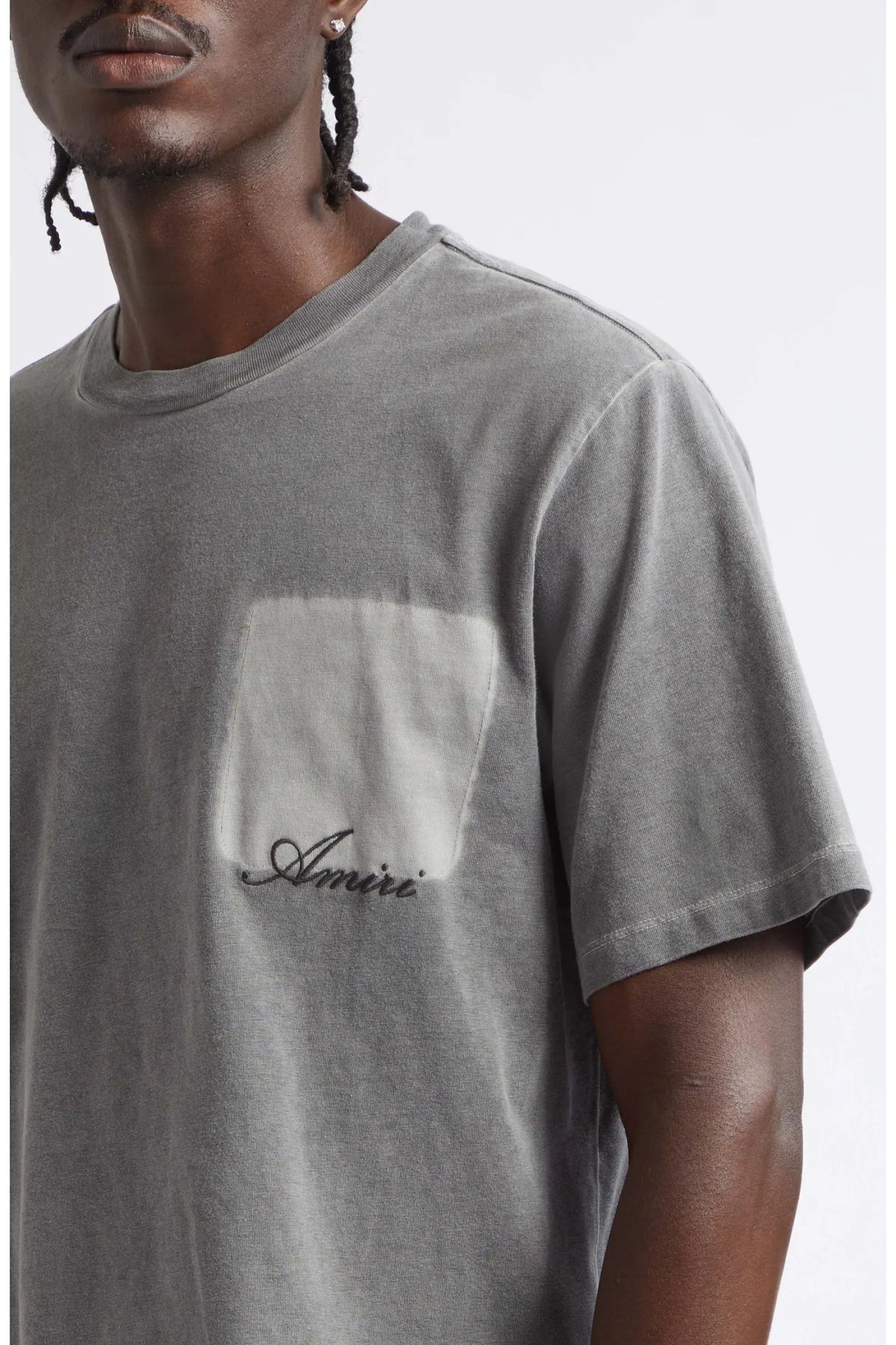 AMIRI FADED GREY POCKET BOX T-SHIRT