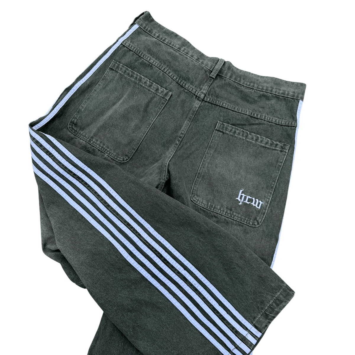 HCW TRACK JEANS GREEN WHITE
