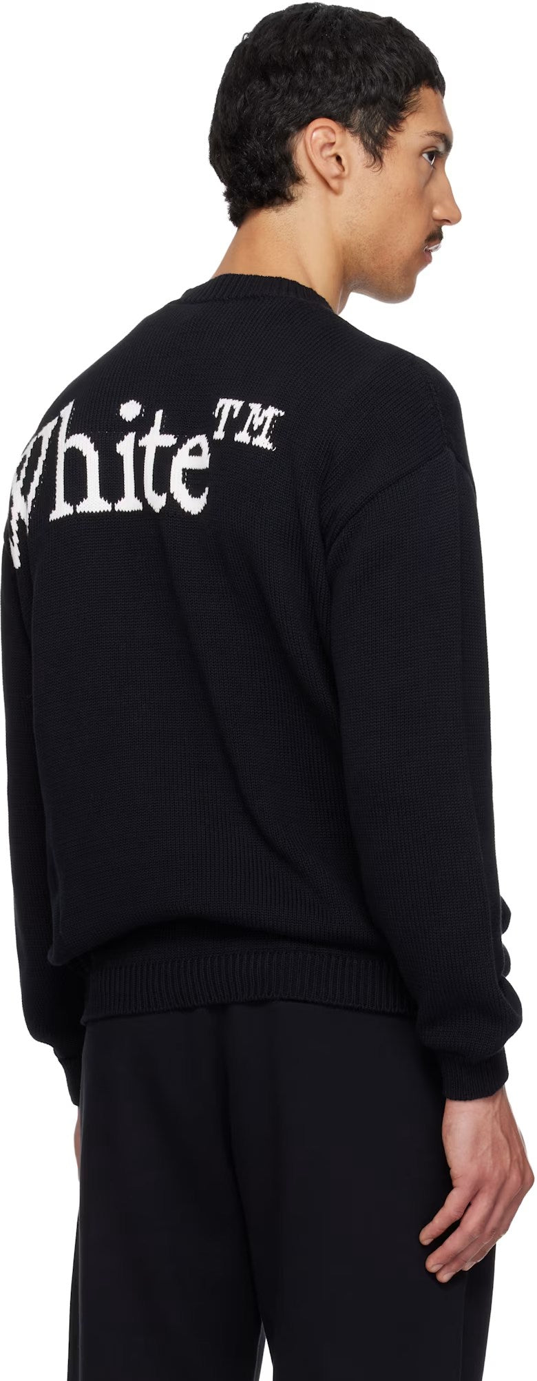OFF WHITE BLACK 'OW' SHARED LOGO KNIT CREWNECK SWEATER