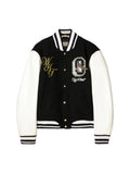 OFF WHITE LEATHER WOOL VARSITY CRYSTALS JACKET