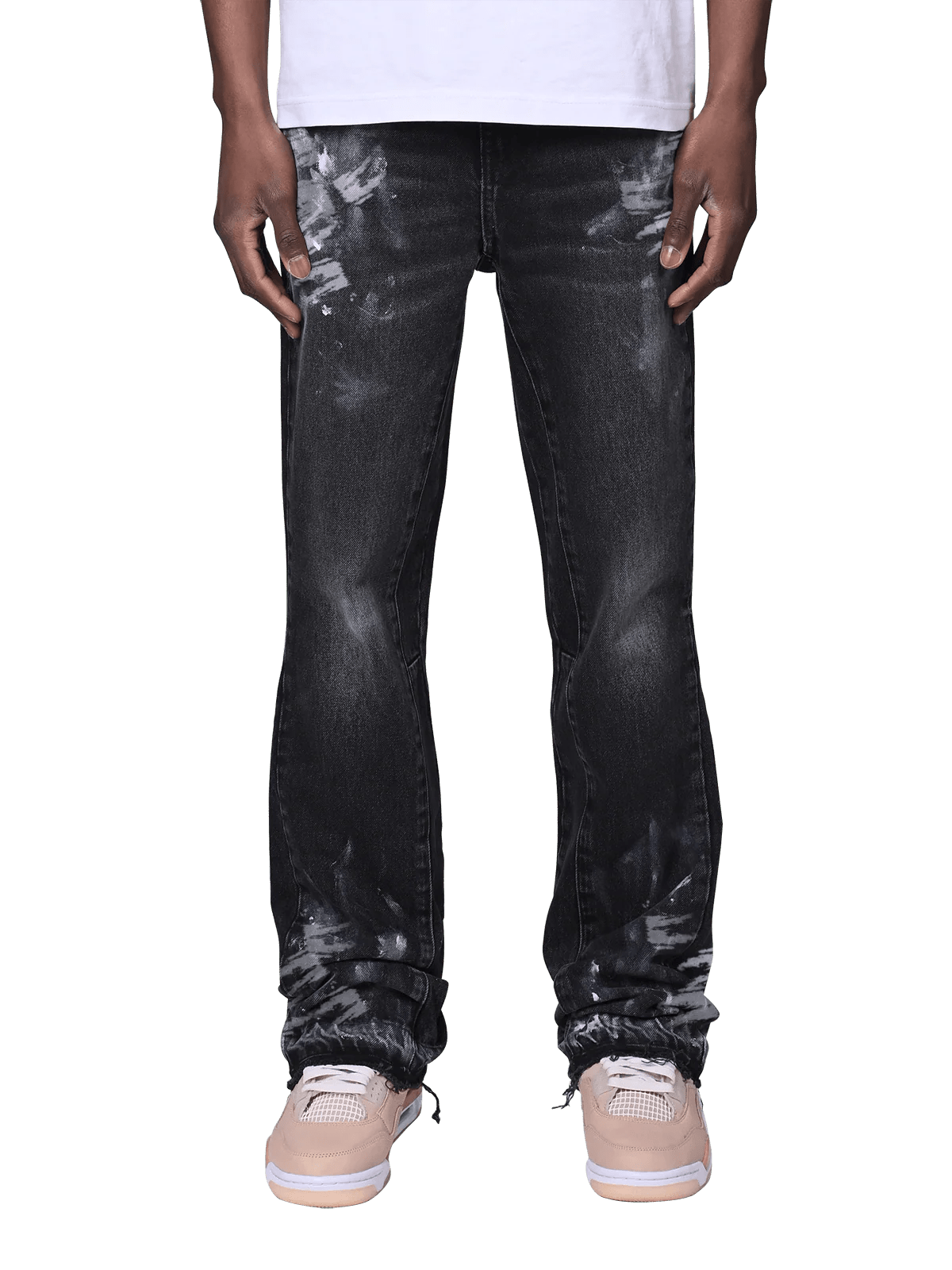 REPUTATION FLARE PAINTERS DENIM BLACK PANTS