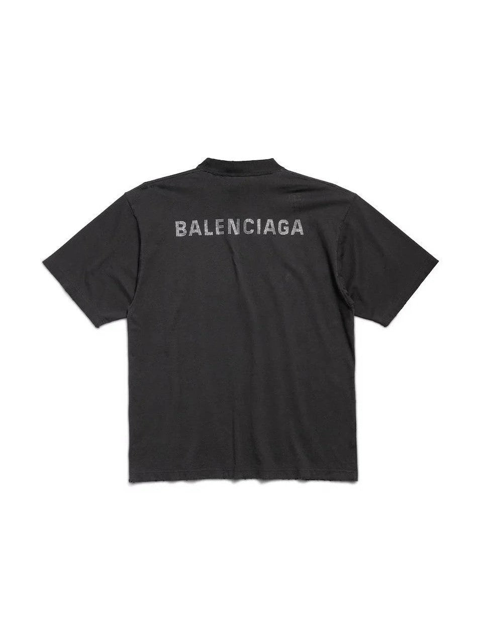 BALENCIAGA RHINESTONES BACK LOGO T SHIRT BLACK