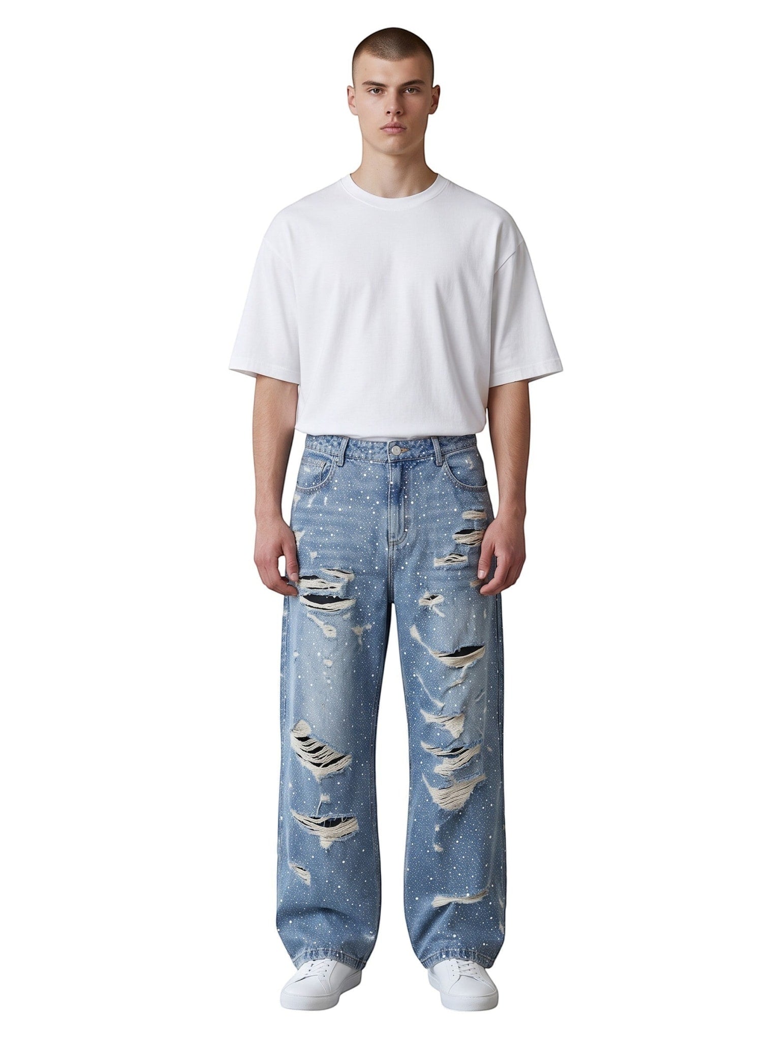 VALLEY CRYSTAL RAIN DENIM LIGHT WASH DISTRESSED