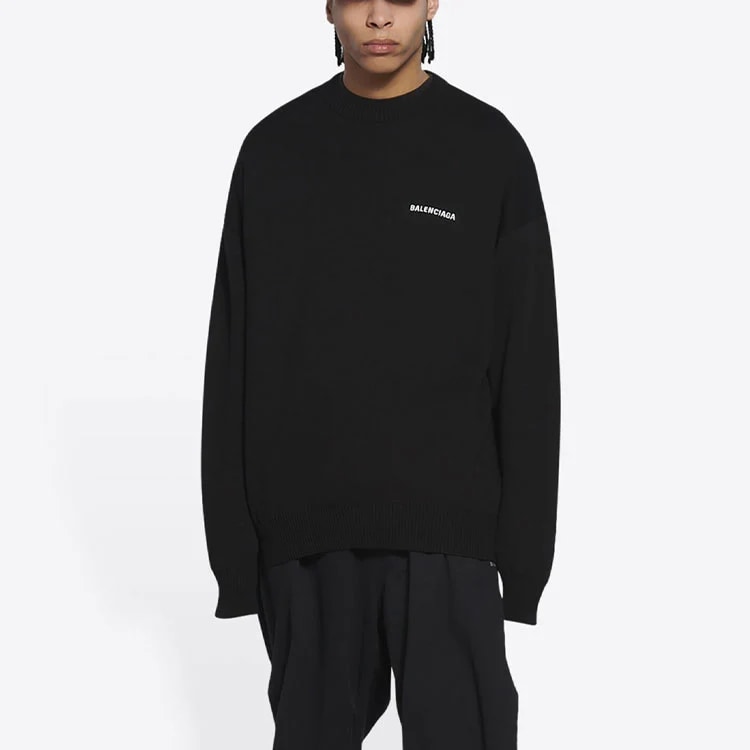 BALENCIAGA LOGO POLITICAL CAMPAIGN SWEATER BLACK