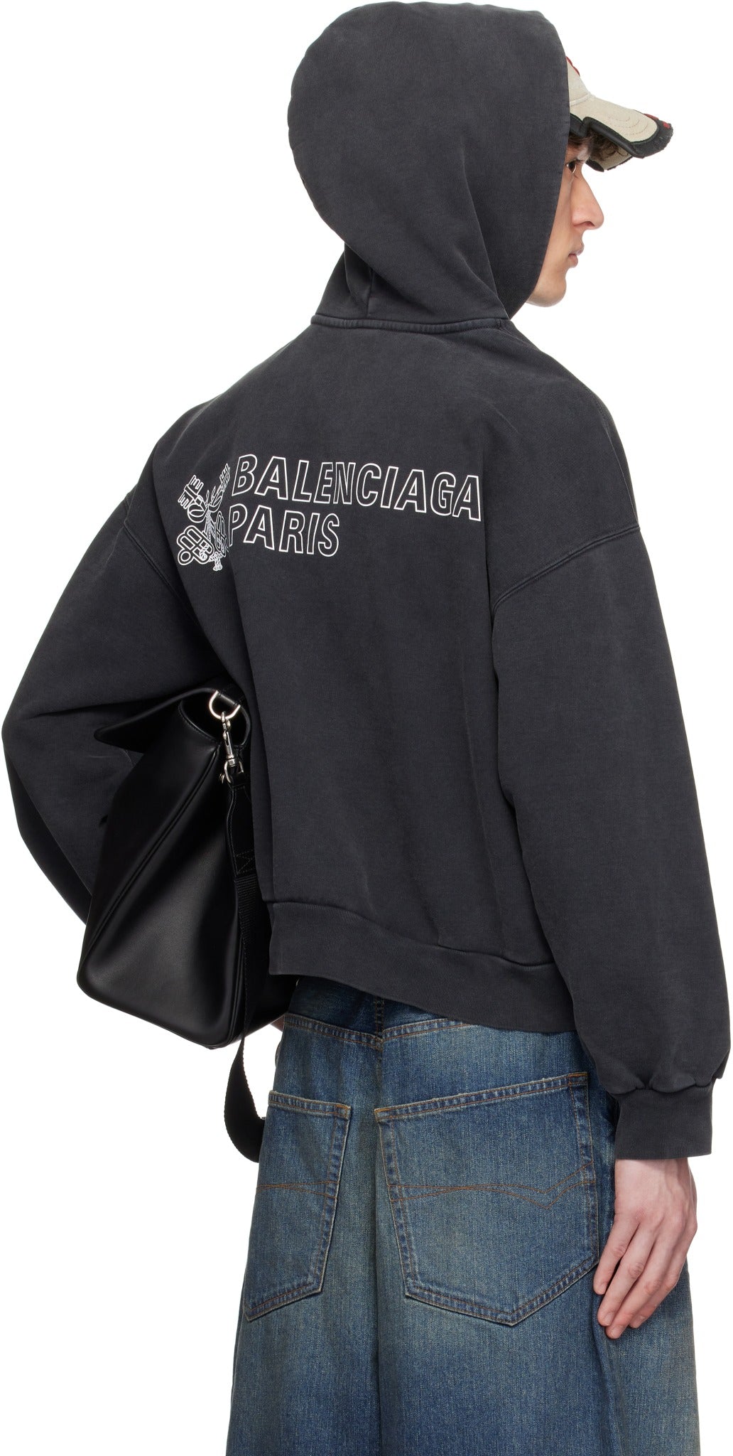 BALENCIAGA KEY CREST MOLLETON ARCHETYPE ZIP UP WASHED BLACK