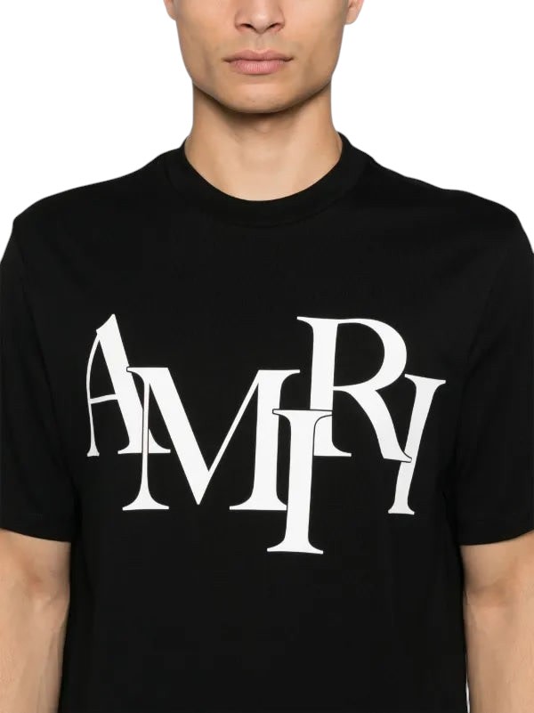 AMIRI STAGGERED LOGO T-SHIRT BLACK