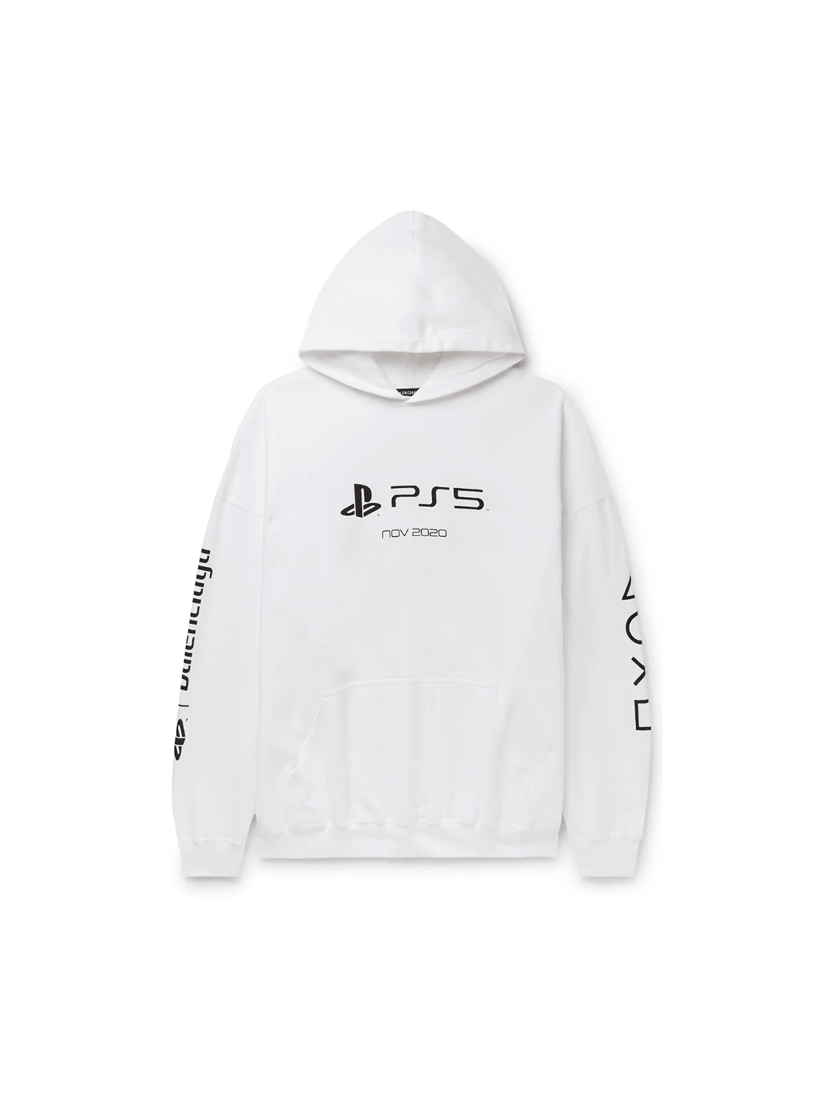 BALENCIAGA PS5 WHITE LOGO HOODIE