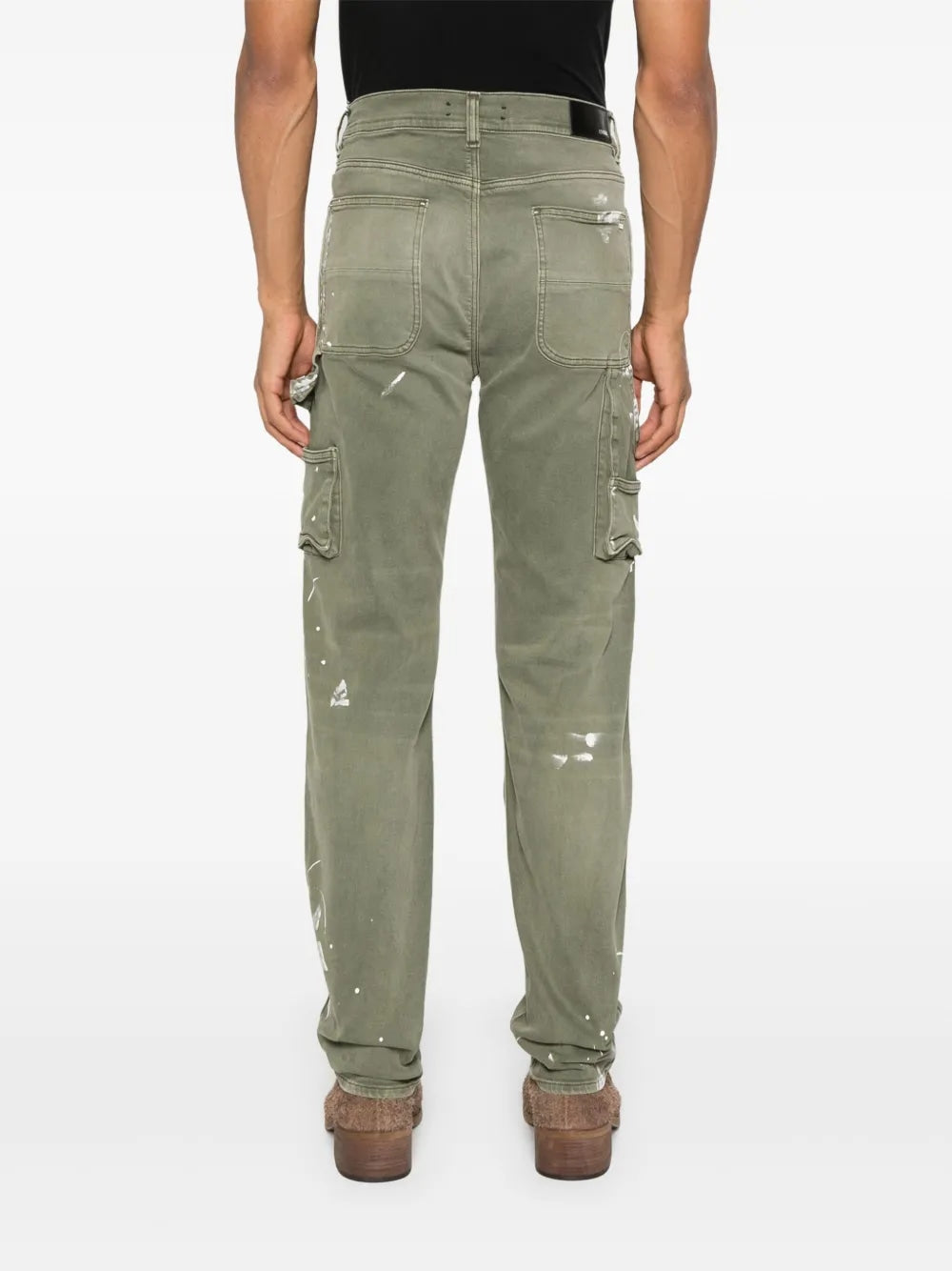 AMIRI KHAKI LOGO PAINTED SLIM WORKMAN JEANS
