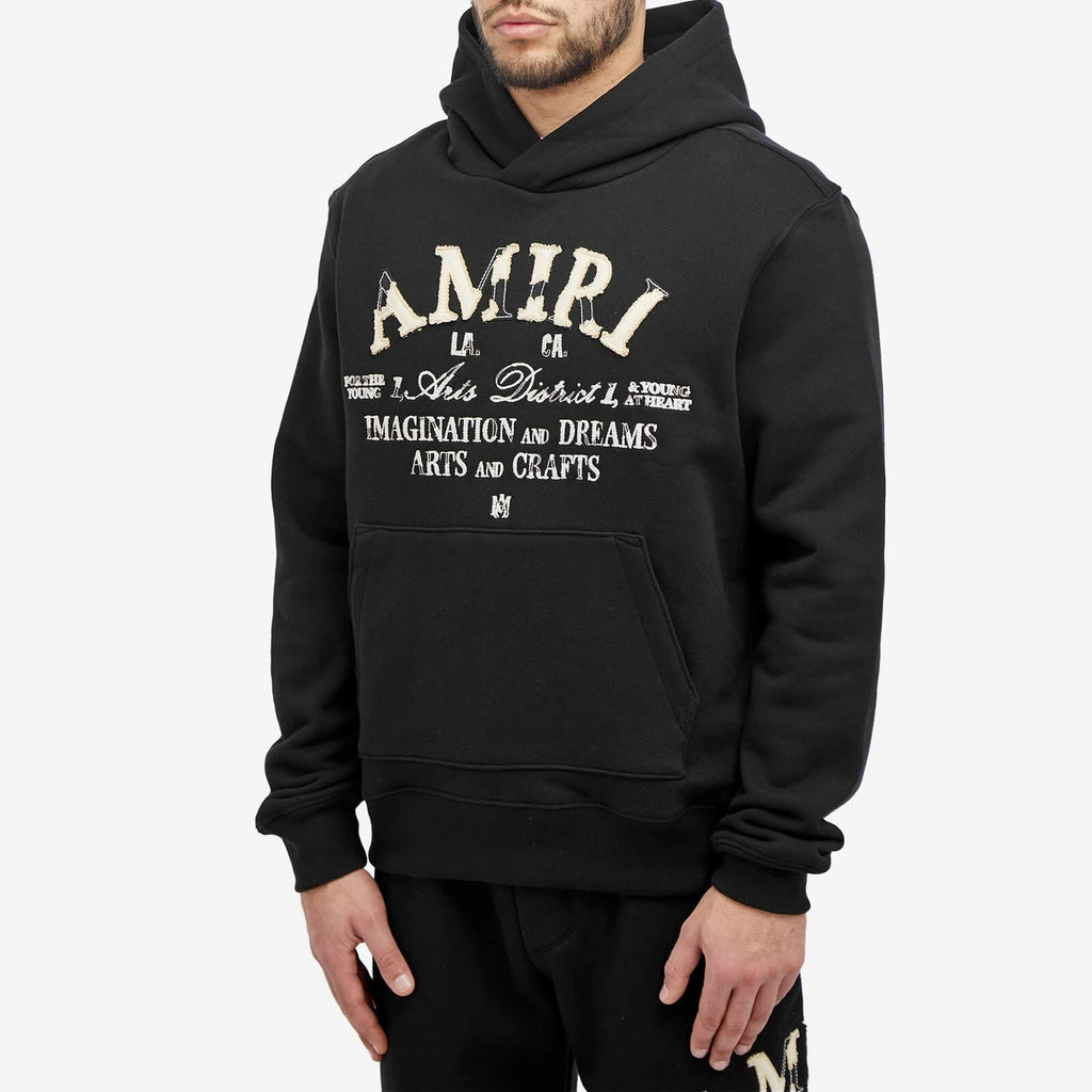 AMIRI ART DISTRICT HOODIE BLACK DISTRESSED