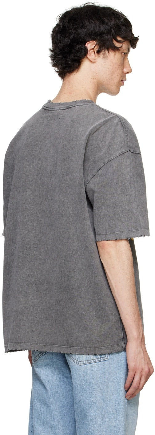 AMIRI HIGH LION DISTRESSED T-SHIRT WASHED GREY