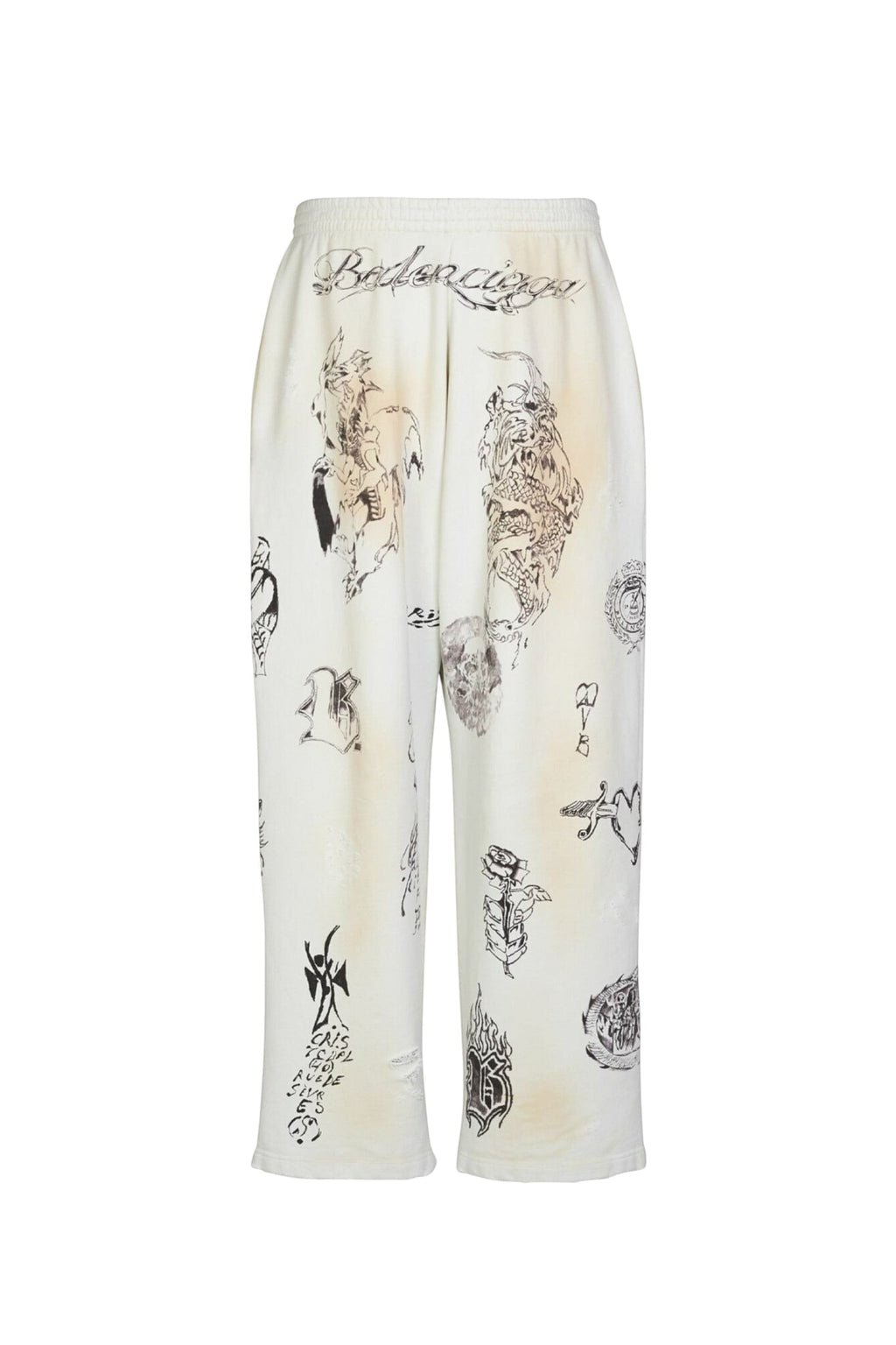 BALENCIAGA TATTOO OVERSIZED SWEATPANTS NATURAL