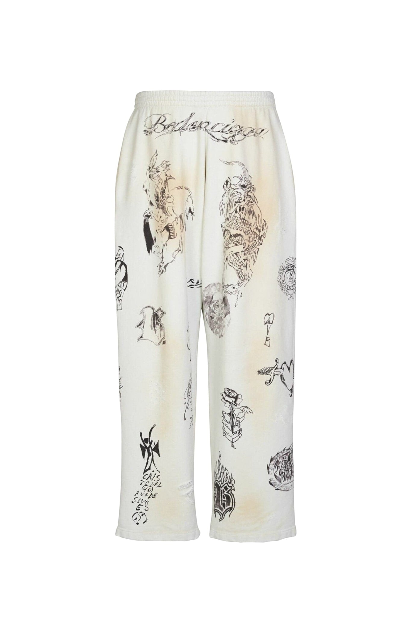 BALENCIAGA TATTOO OVERSIZED SWEATPANTS NATURAL
