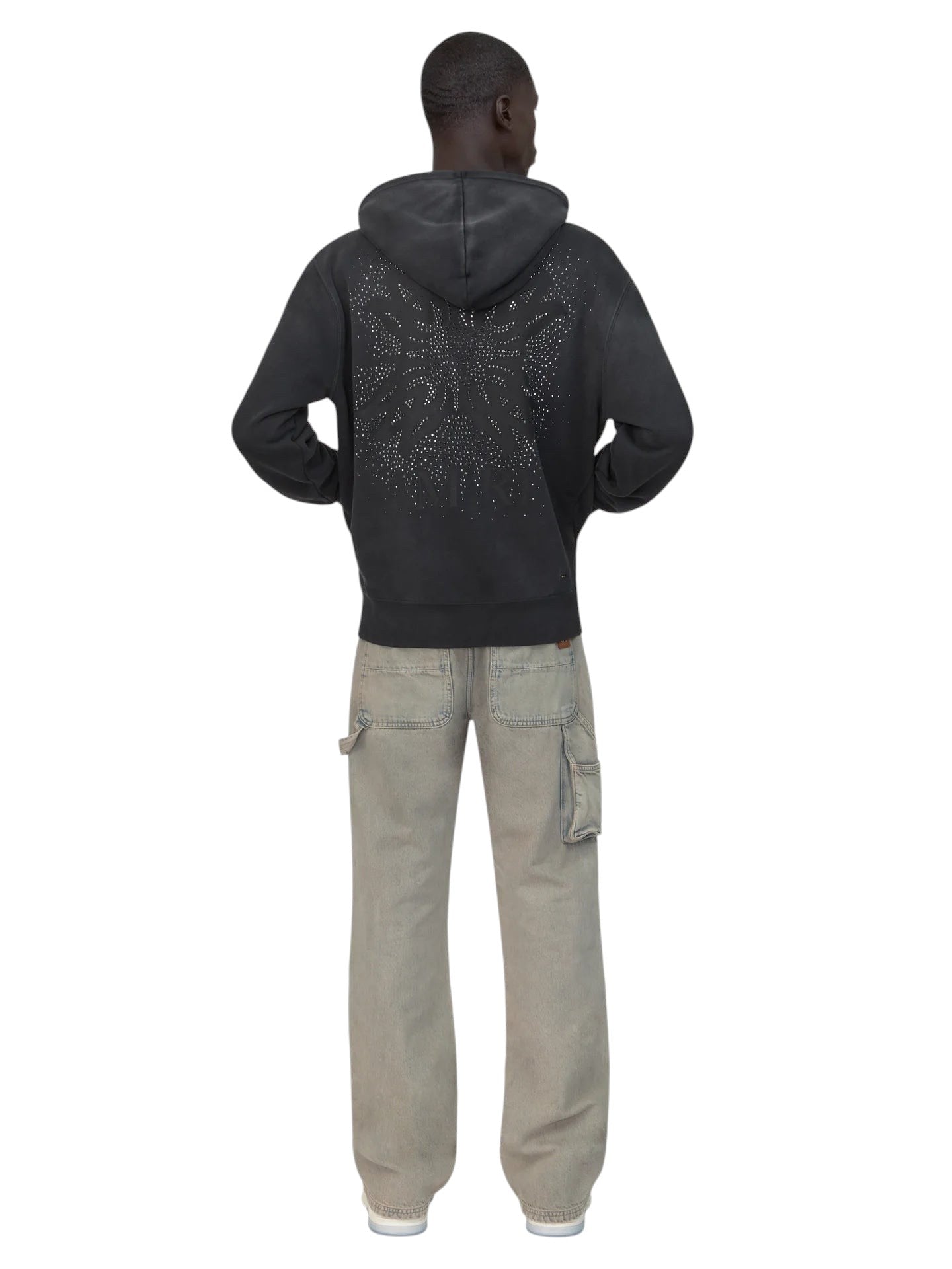 AMIRI MA QUAD CRYSTAL ZIP UP HOODIE BLACK