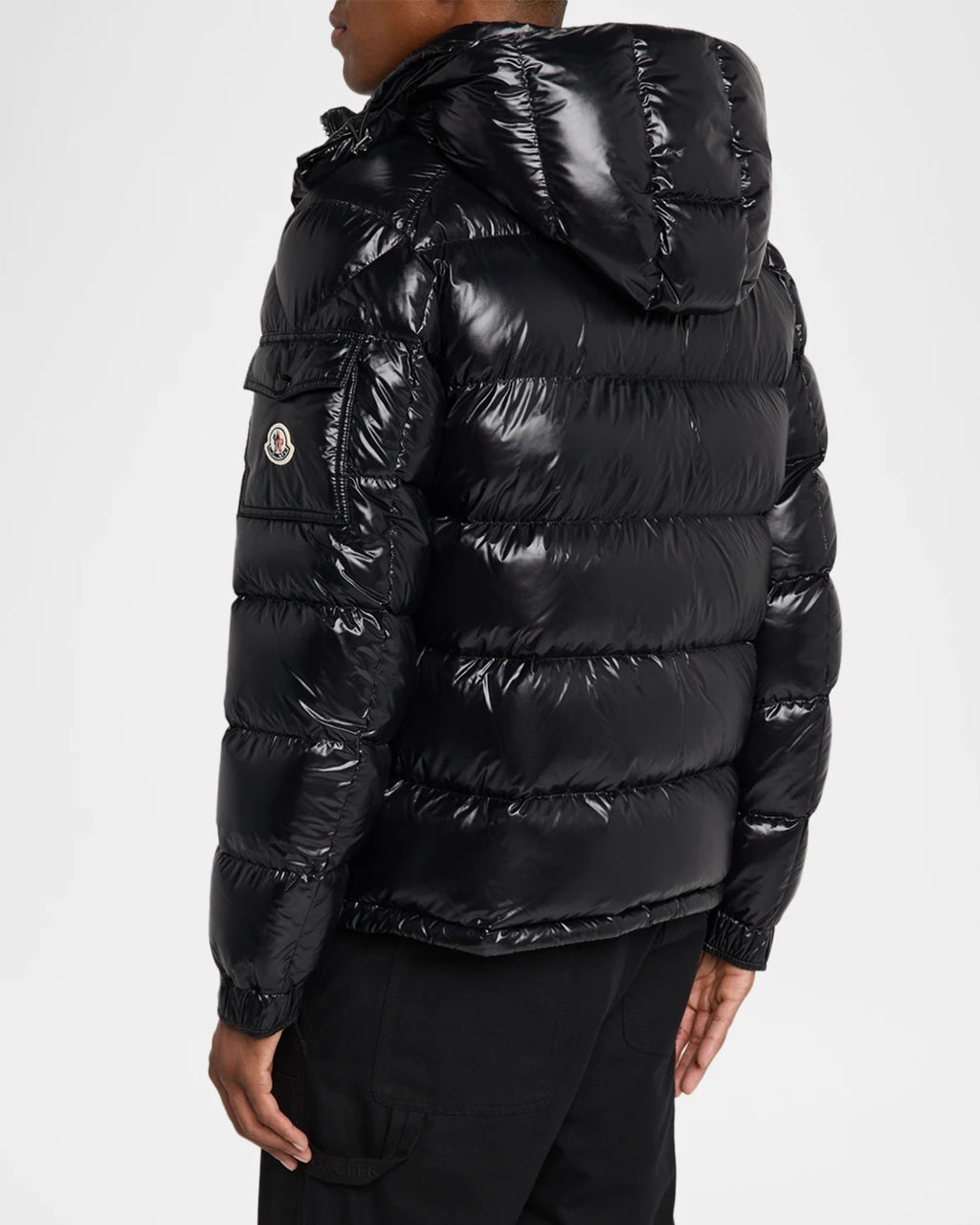 MONCLER MAYA HOODED SHORT DOWN PUFFER JACKET BLACK