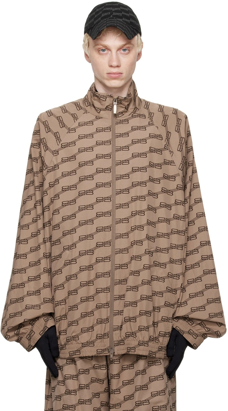 BALENCIAGA BB MONOGRAM BROWN NYLON JACKET