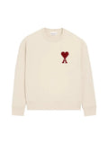 AMI PARIS HEART CREWNECK BEIGE RED