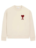 AMI PARIS HEART CREWNECK BEIGE RED