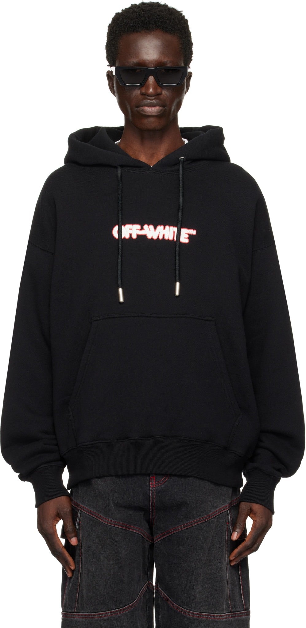 OFF-WHITE BLACK ROUND SKATE HOODIE