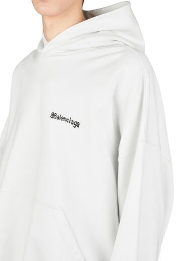 BALENCIAGA BB EMBROIDERED MINI LOGO WHITE HOODIE