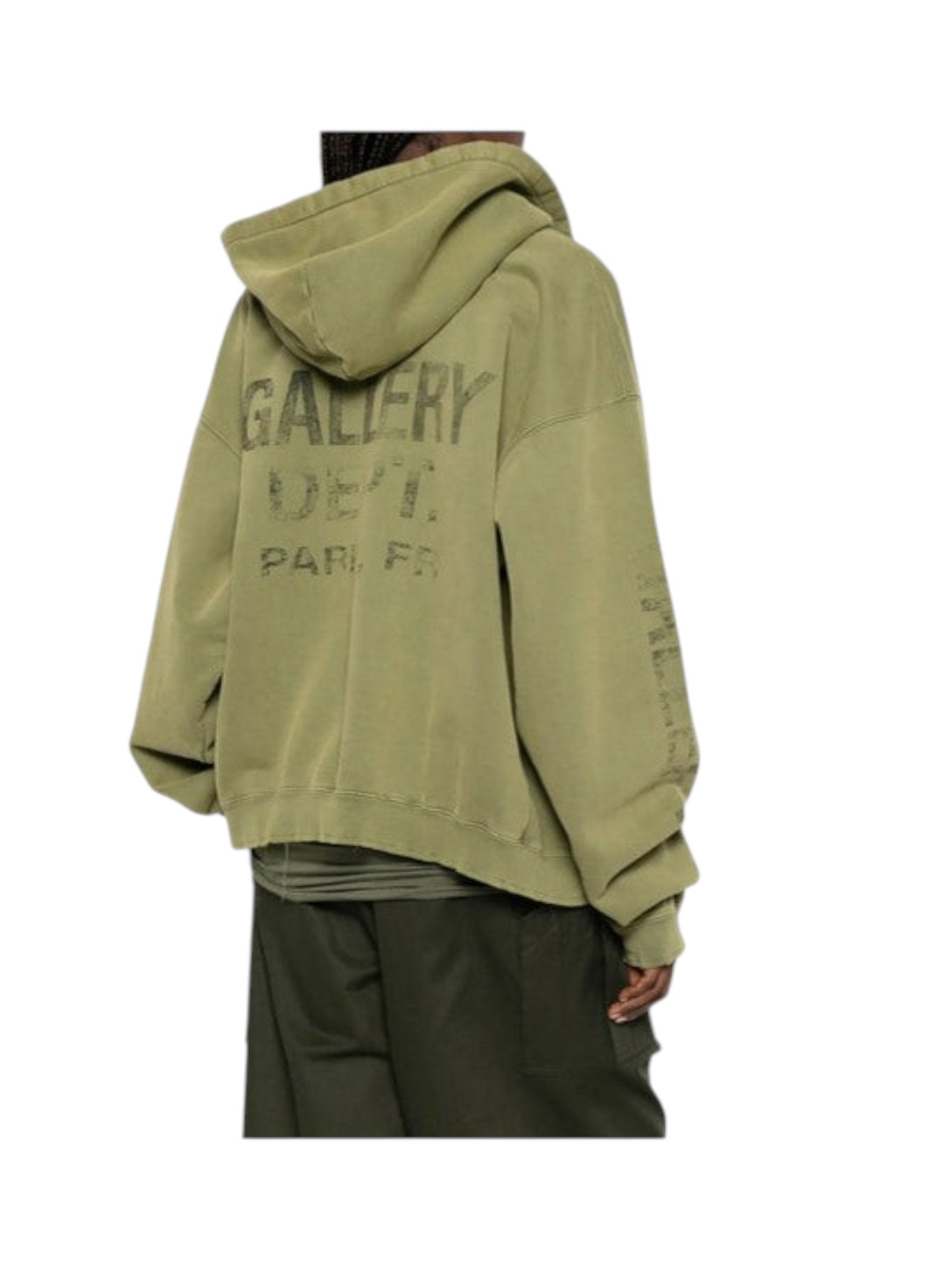 GALLERY DEPT. GREEN ZIP HOODED SWEATSHIRT