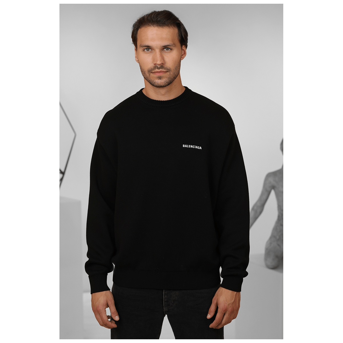 BALENCIAGA LOGO POLITICAL CAMPAIGN SWEATER BLACK