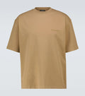 BALENCIAGA EMBROIDERED MINI LOGO T-SHIRT CAMEL