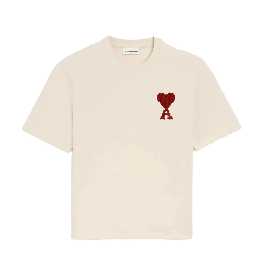 AMI PARIS BEIGE T-SIRT RED HEART