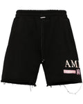 AMIRI BLACK & WATERCOLOR MA BAR LOGO SHORTS BLACK