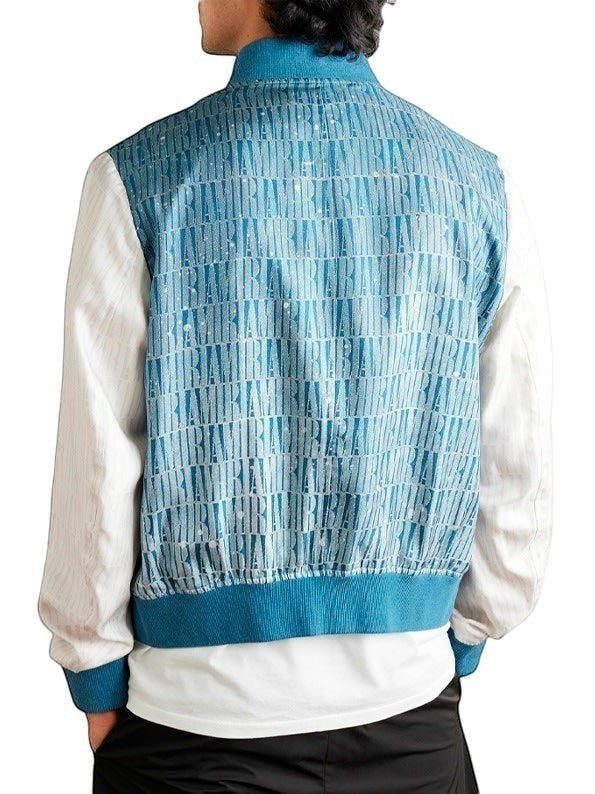 AMIRI PAINT SPLATTER GRADIENT LOGO PRINT SILK TWILL BOMBER JACKET