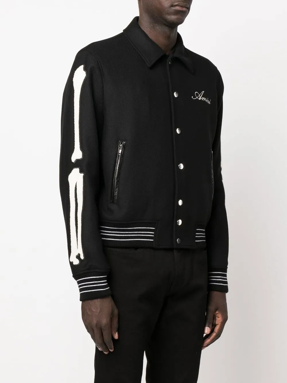 AMIRI BONES VARSITY BLACK JACKET