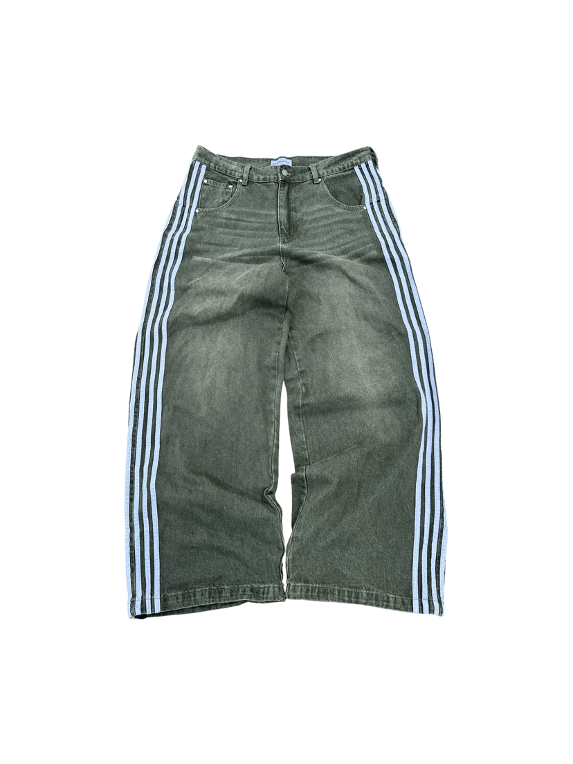 HCW TRACK JEANS GREEN WHITE