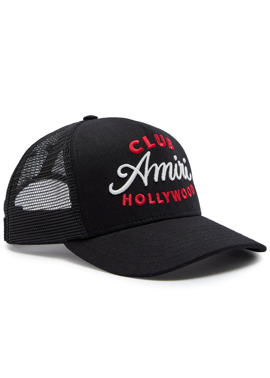 AMIRI CLUB HOLLYWOOD TRUCKER HAT BLACK RED