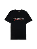 GIVENCHY PARIS EMBROIDERED LOGO BLACK T-SHIRT