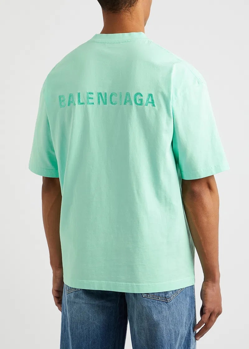 BALENCIAGA MINT LOGO EMBROIDERED T-SHIRT