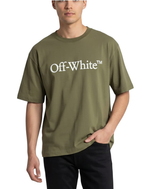 OFF WHITE BIG BOOKISH LOGO PRINT T-SHIRT KHAKI GREEN