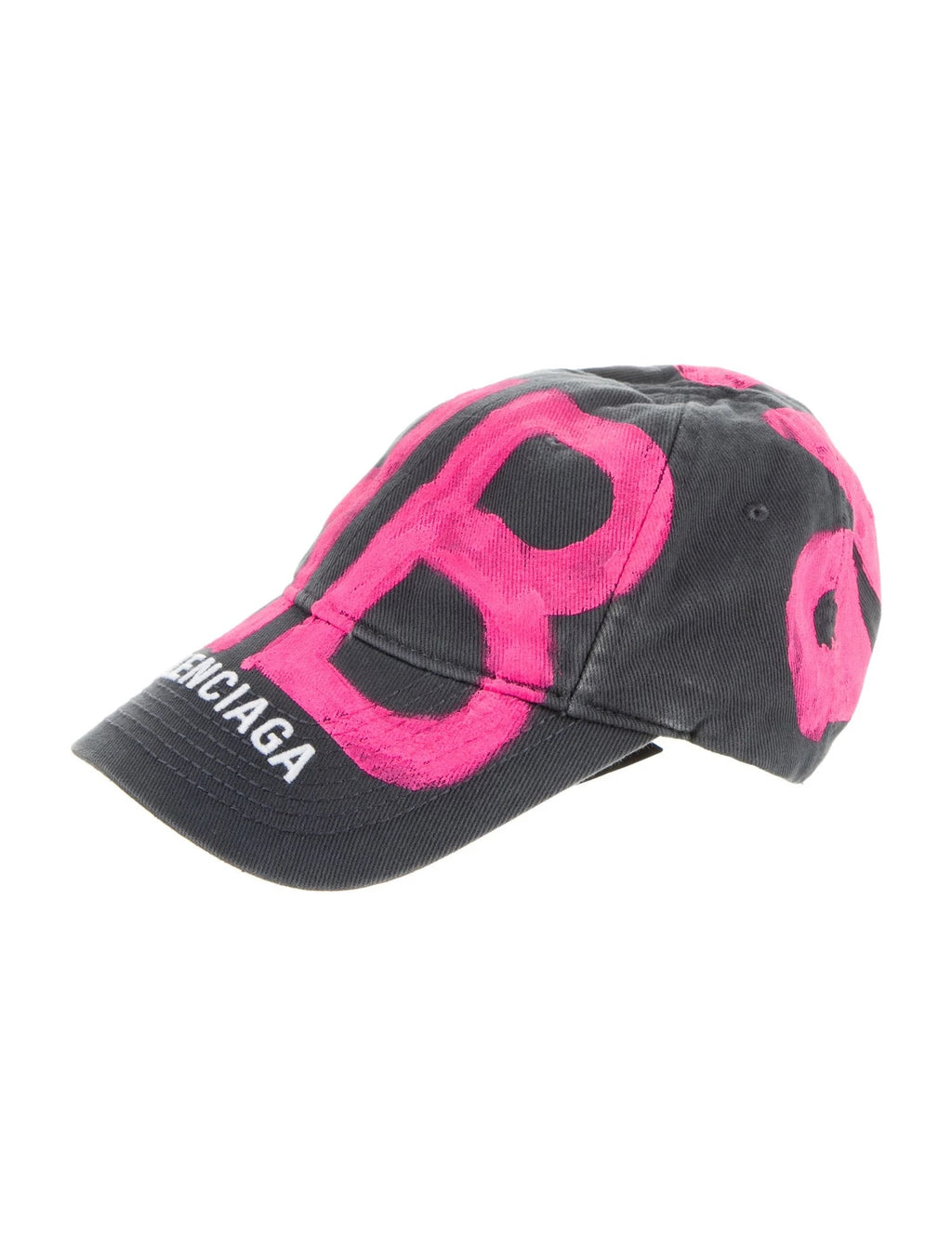 BALENCIAGA BB SPRAYED PRINTED BASEBALL CAP PINK WASHED BLACK