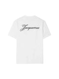JACQUEMUS THE LOGO EMBROIDERED WHITE T-SHIRT