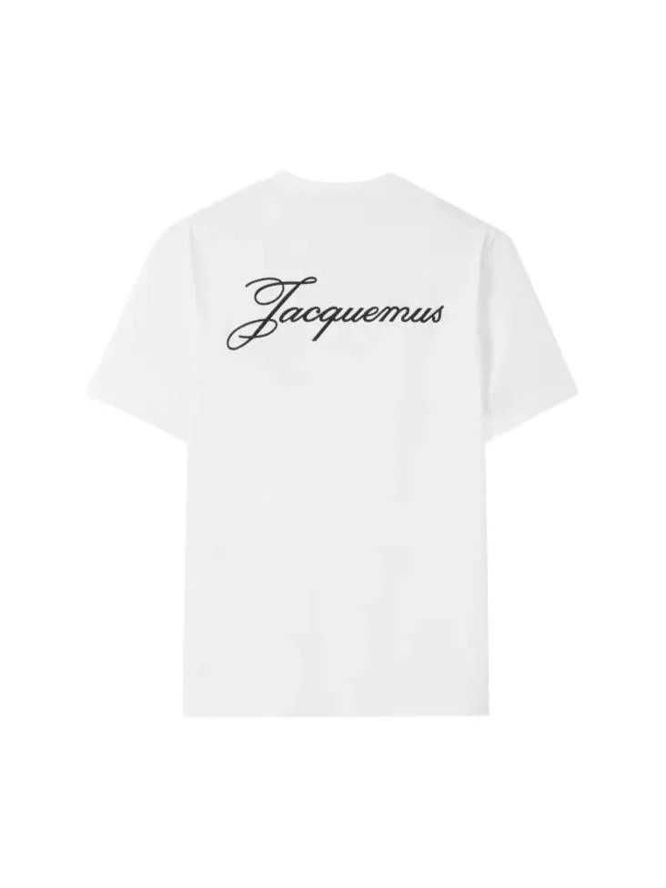 JACQUEMUS THE LOGO EMBROIDERED WHITE T-SHIRT