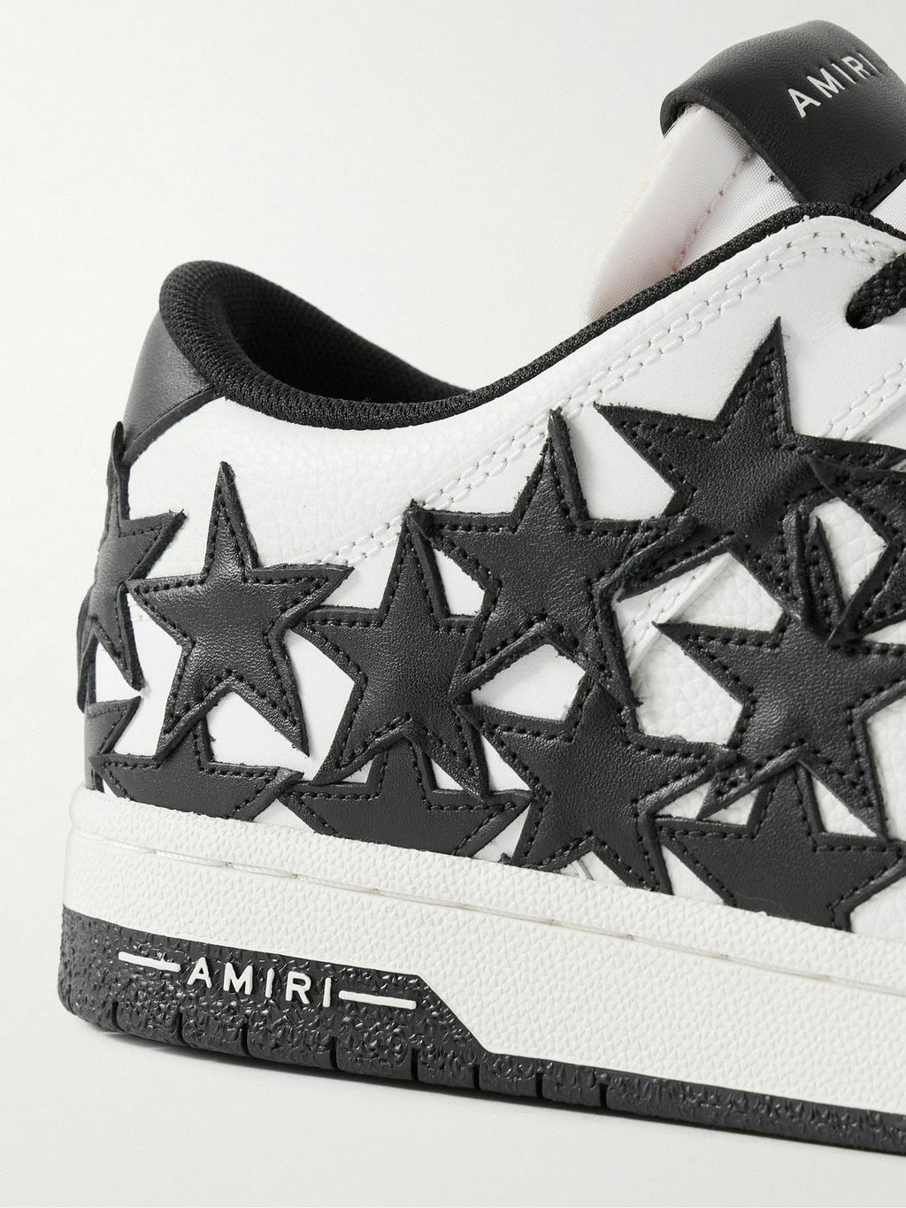 AMIRI STARS LOW APPLIQUÉD LEATHER WHITE BLACK
